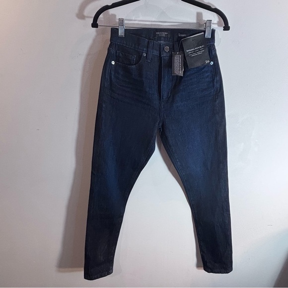 BANANA REPUBLIC Sz 26 High Rise Skinny Ankle Dark Wash High Stretch Jeans NEW - Picture 2 of 11